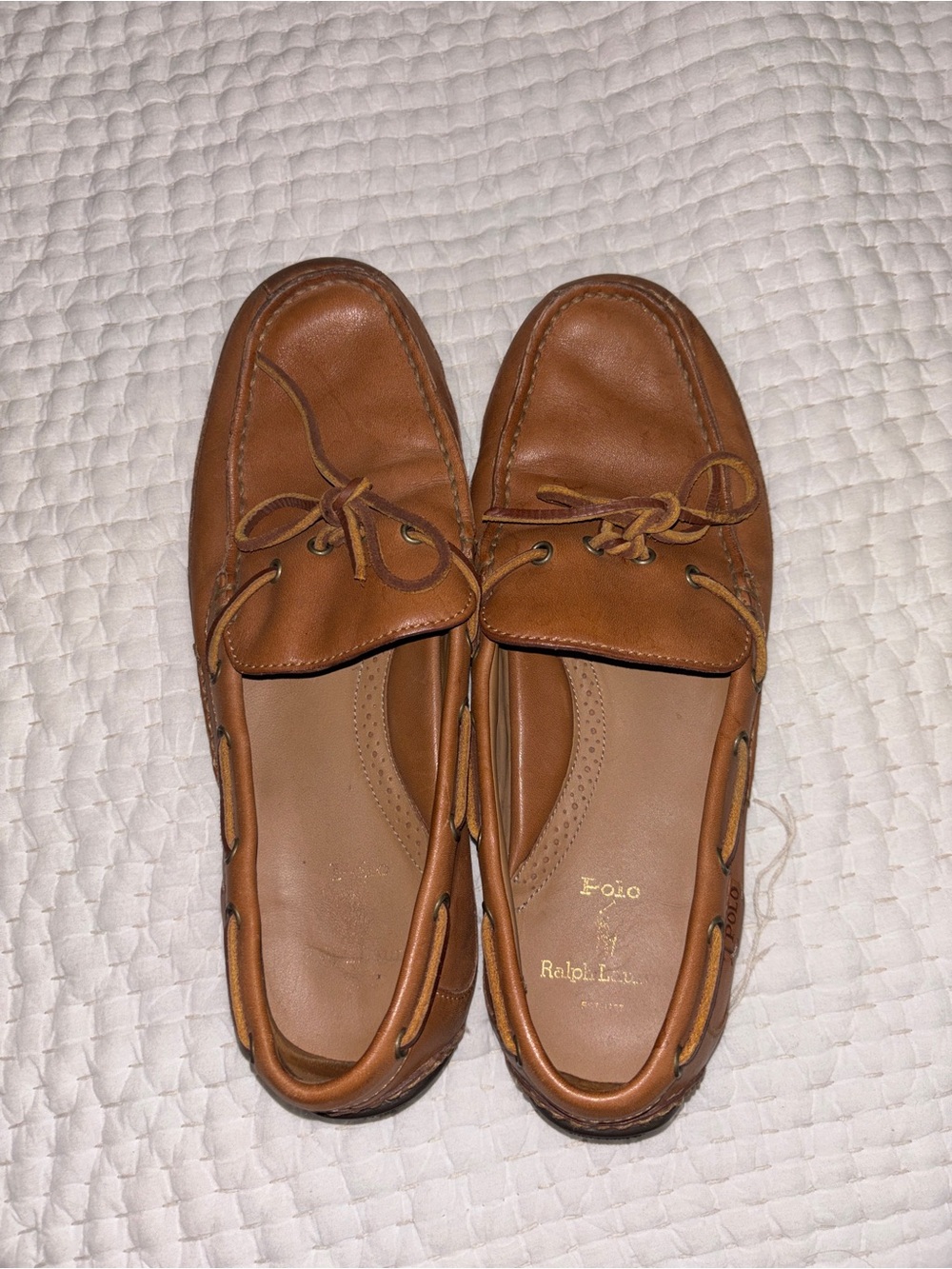 Polo by Ralph Lauren Tan Leather Boat Moccasins